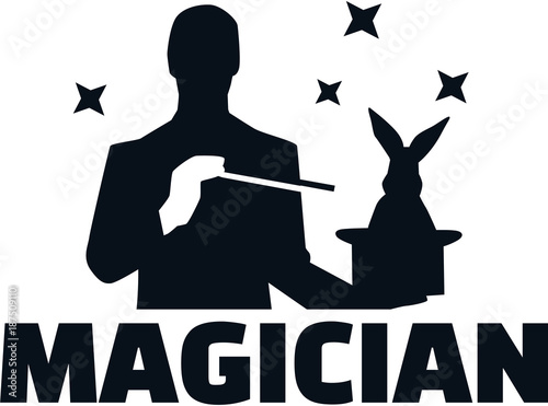 Magician silhouette magic trick