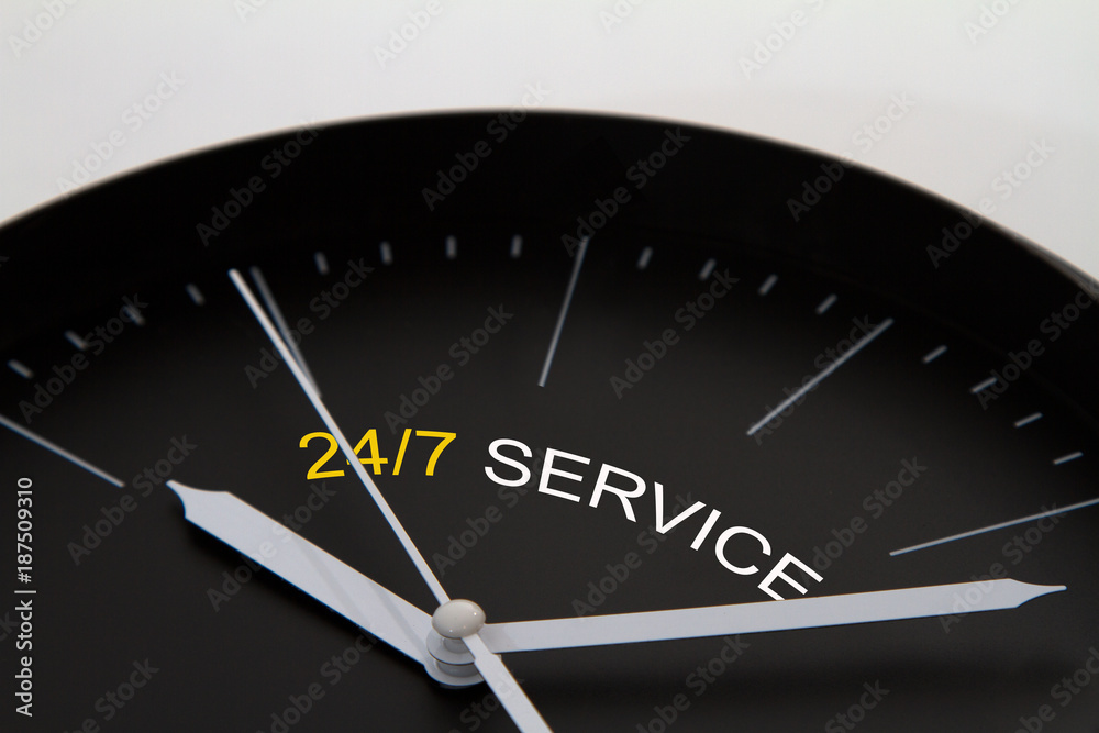 Business concept - clock - 24/7 service Business concept - clock - 24/7 service