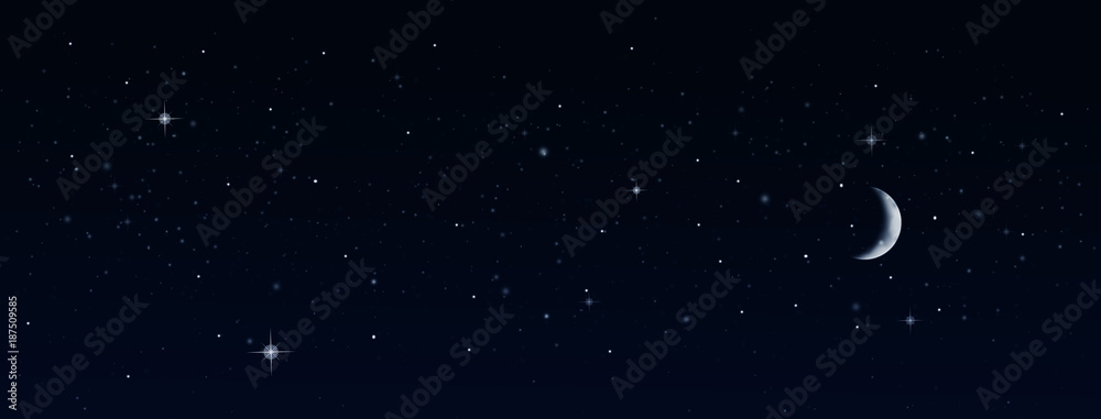 Night sky with moon and stars