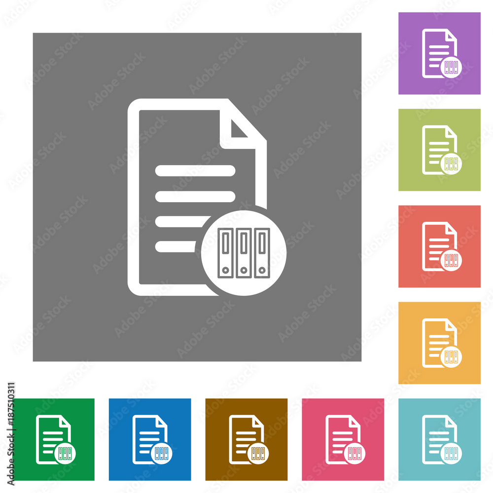Archive document square flat icons