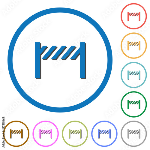 Road closure fence icons with shadows and outlines