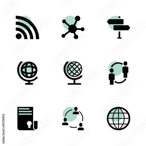Global icons. vector collection filled global icons set.