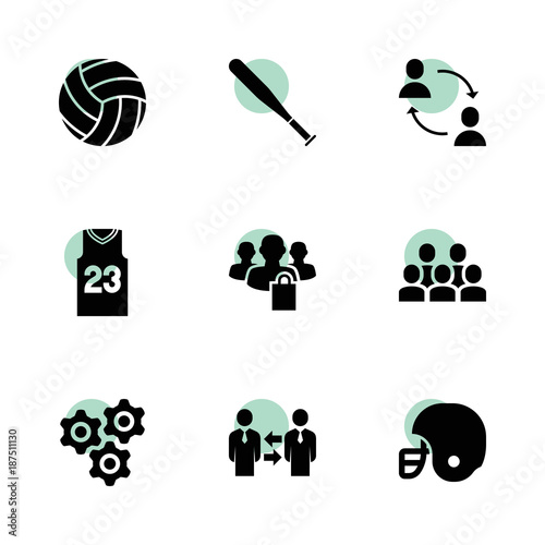 Team icons. vector collection filled team icons set.