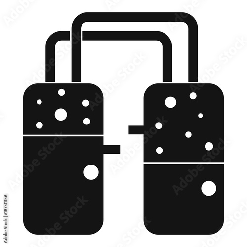 Containers connected with tubes icon, simple style