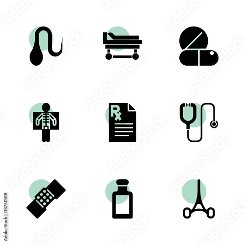 Treatment icons. vector collection filled treatment icons set.