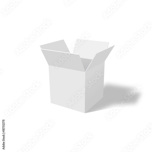 White empty open box isolated on a white background. Vector illustration