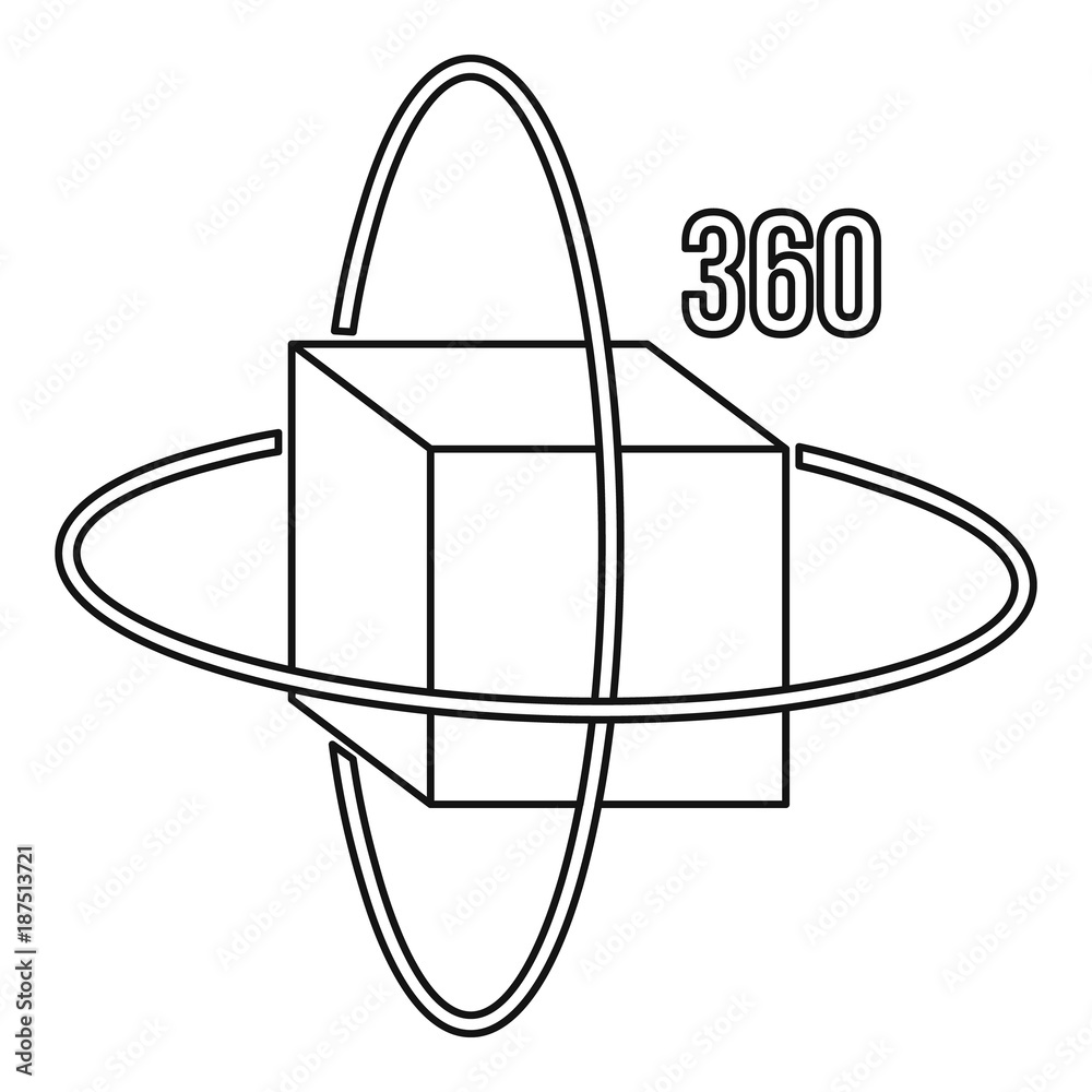 Virtual cube icon, outline style