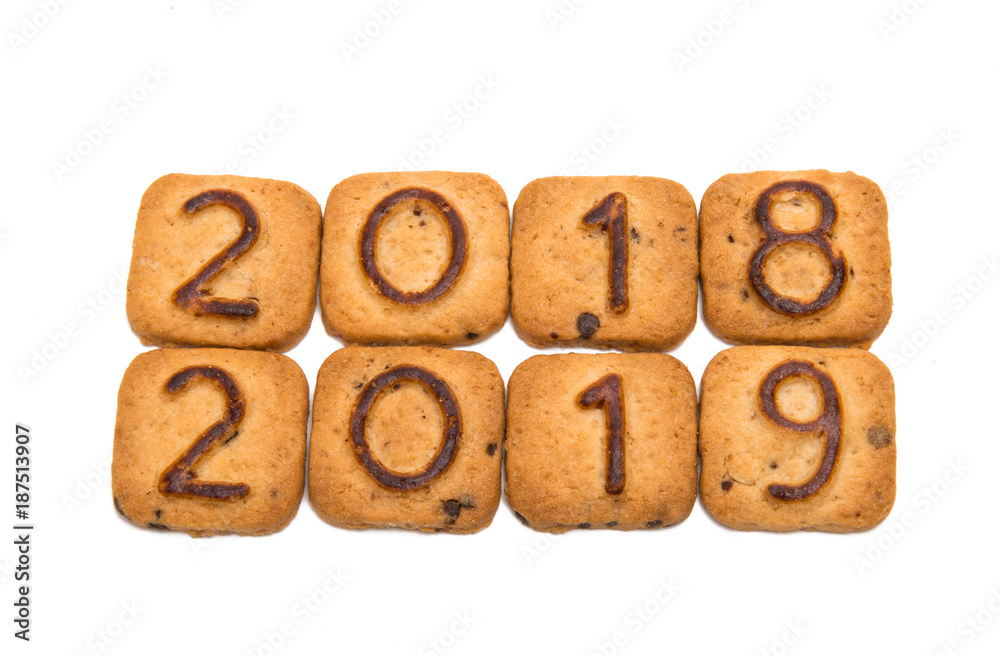 biscuits with numbers isolated