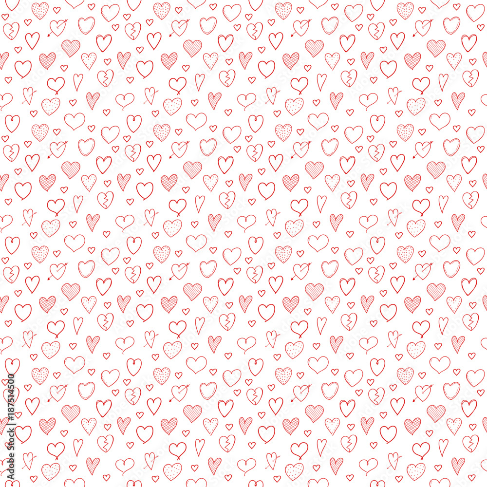 Seamless texture with hand drawn hearts for Valentine's Day, Women's Day or Mother's Day. Vector. Seamless texture with hand drawn hearts for Valentine's Day, Women's Day or Mother's Day. Vector.