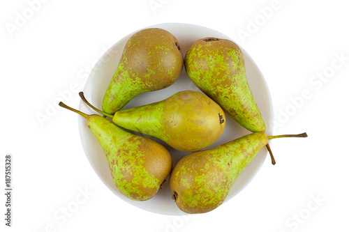 appetizing fresh juicy pear on white background