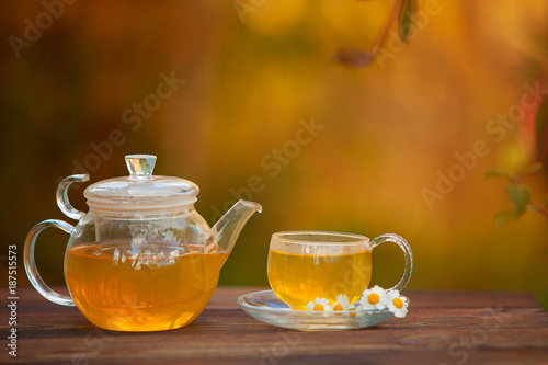 green tea with chamomile in cup