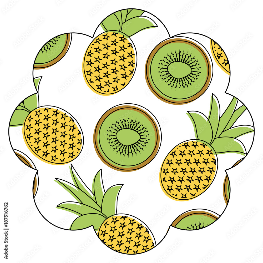 frame with fruits pattern background