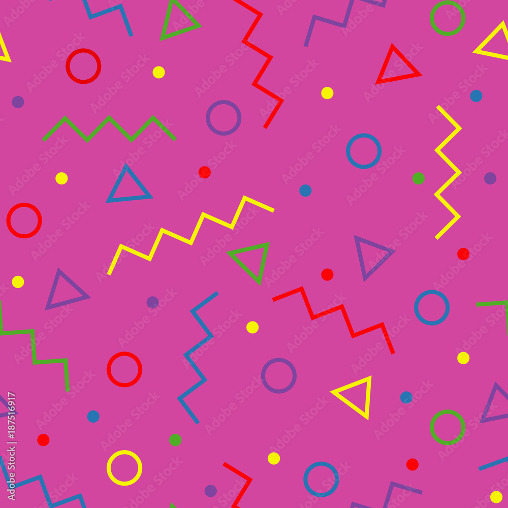 Seamless geometric pattern Form a triangle, a line, a circle. Memphis style. Seamless geometric pattern Form a triangle, a line, a circle. Memphis style.
