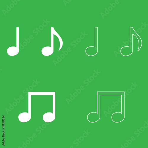 Music note set  icon . Illustration white color .