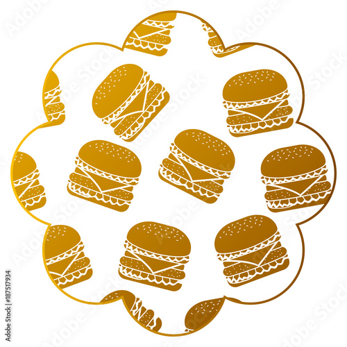 frame with hamburgers pattern background