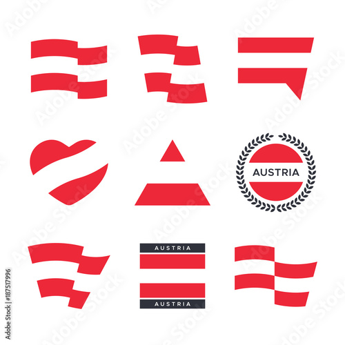 Austria flag vector icons and logo design elements with the Austrian flag
