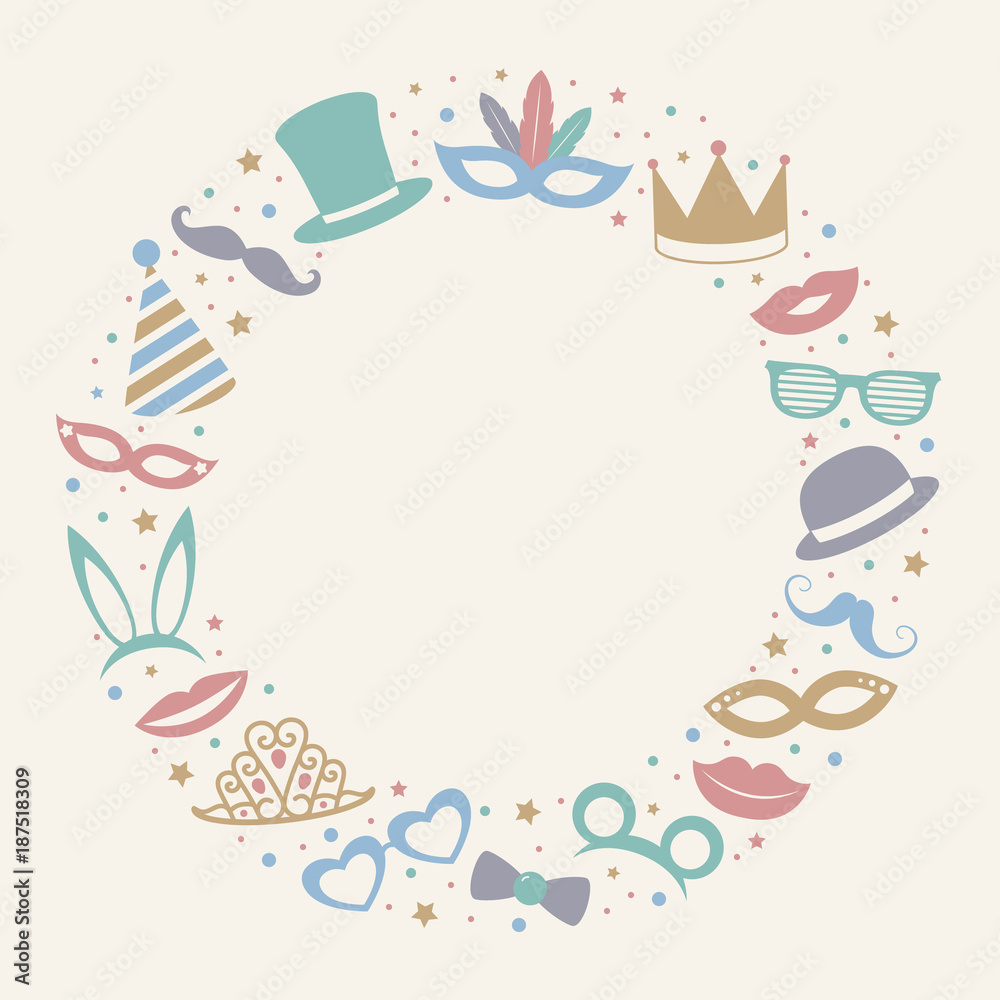Concept of poster with copyspace for carnival, birthday party or photobooth. Vector.
