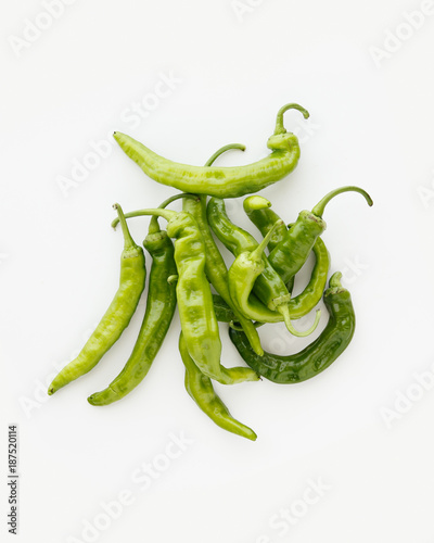 green chile on white background