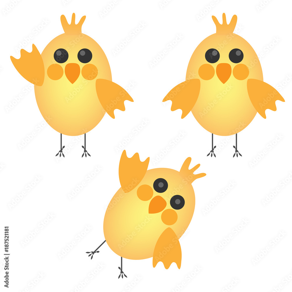 Obraz premium Set of cute chickens
