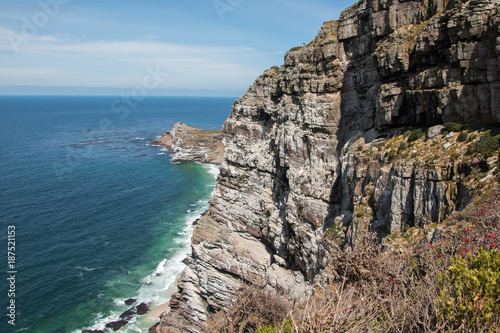 Coastline with cliffs landscape, Cape Point in South Africa