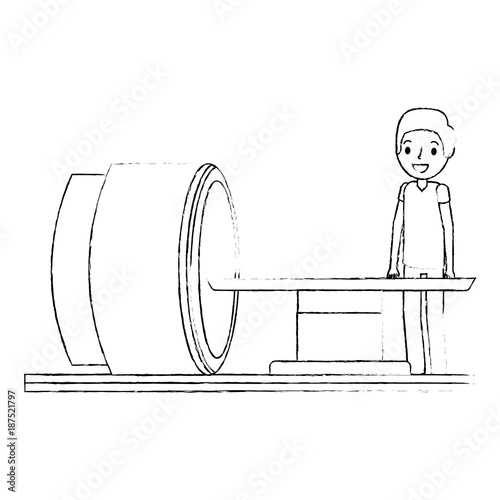 tomography scanner machine with medical professional