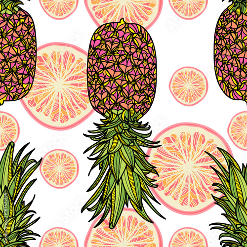 Seamless pattern with pineapple.