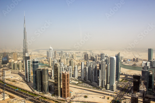Dubai skyscrapers from a helicopter