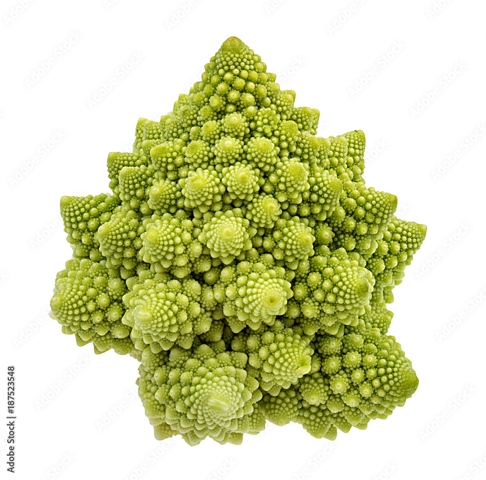 Fresh Roman cauliflower isolated on white background with clipping path Fresh Roman cauliflower isolated on white background with clipping path