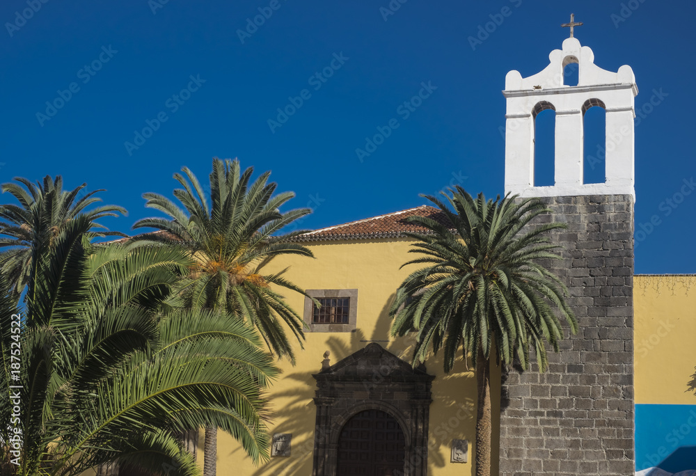 church with palm trees tenerife
