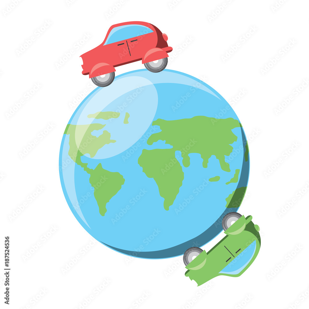 Fototapeta premium cars on earth planet icon