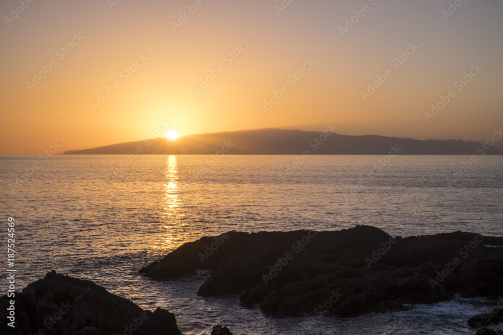 Sunset over La Gomera, Canary Islands from Los Gigantes tenerife 