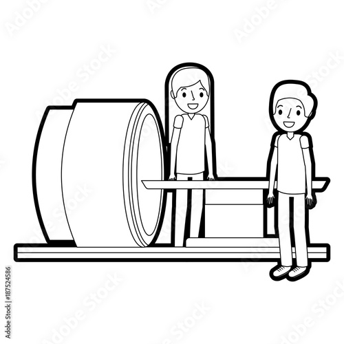 tomography scanner machine with medical professional