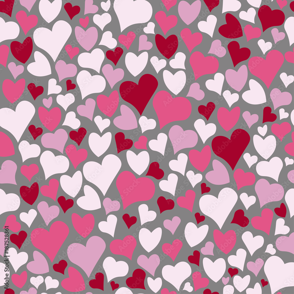 Seamless doodle pattern. Vector background with pink hearts Seamless doodle pattern. Vector background with pink hearts