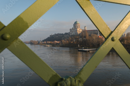 View of Bazilika from Maria Valeria bridge in Hungary, landscape  photo