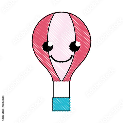 grated happy air balloon kawaii cartoon