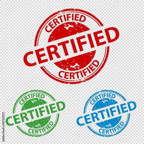 Rubber Stamp Seal Certified - Colorful Vector Illustration - Transparent Background