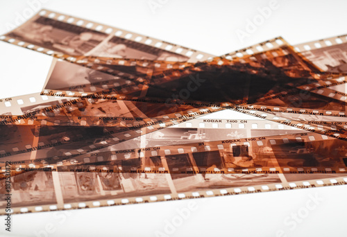 London, England - January 05, 2018: Exposed and Developed 35mm Kodak film negative strips, Eastman Kodak Company was founded in 1888 photo