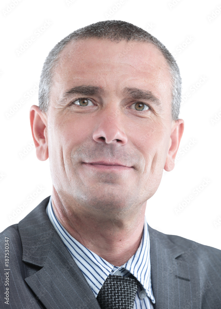 Portrait of businessman smiling on white background Portrait of businessman smiling on white background