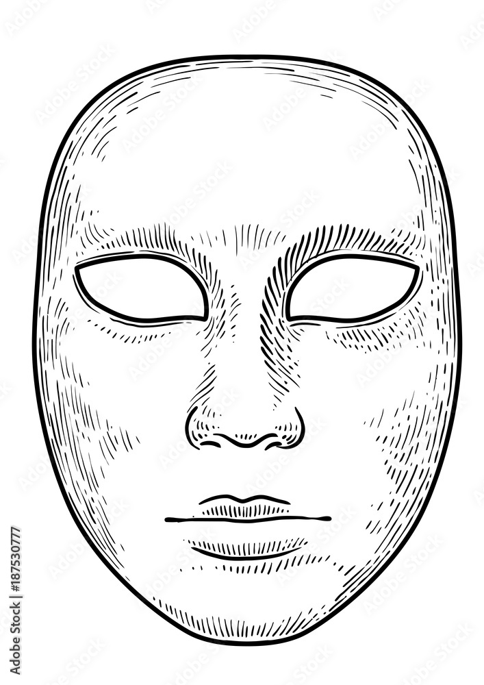 Venetian mask illustration, drawing, engraving, ink, line art, vector Venetian mask illustration, drawing, engraving, ink, line art, vector