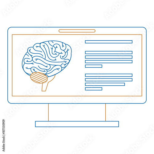 monitor computer with brain vector illustration design
