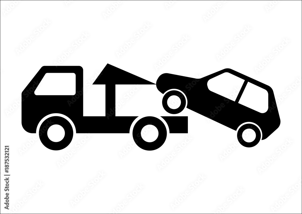 Car Towing Truck Vector Illustration on white background