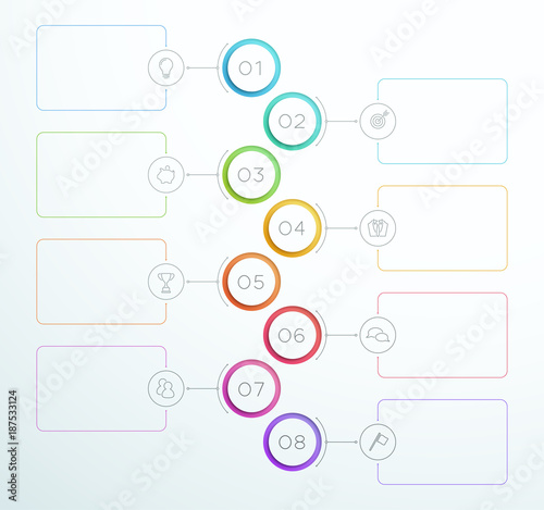 Infographic Number Circle Rings 1 to 8 Vector