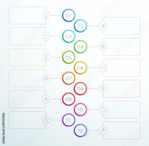 Infographic Number Circle Rings 1 to 12 Vector