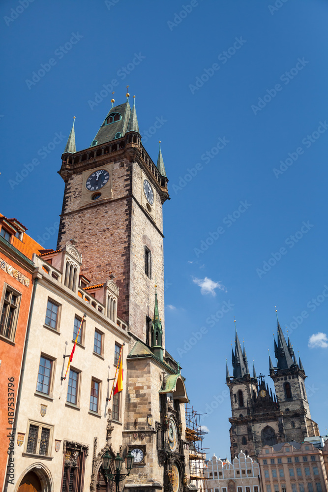 Prague Old Town Hall in sunny day