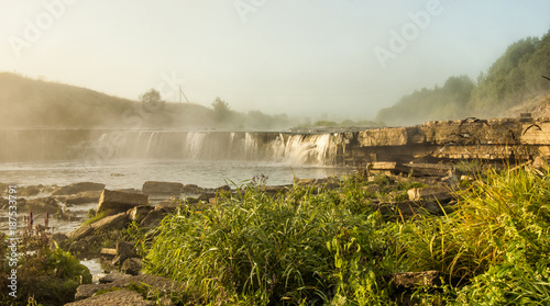 Waterfall on the river Tosna. Leningrad oblast, the Sablino nature reserve. photo