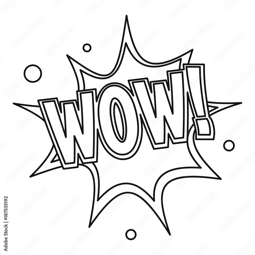 Fototapeta premium Wow, text sound effect icon, outline style