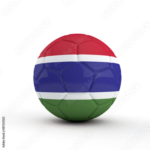 Free Download Gambia flag soccer football against a plain white background. 3D Rendering - GFXLoad