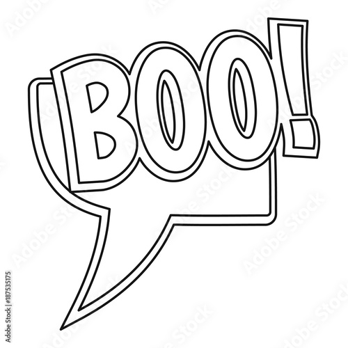 BOO, comic text sound effect icon, outline style