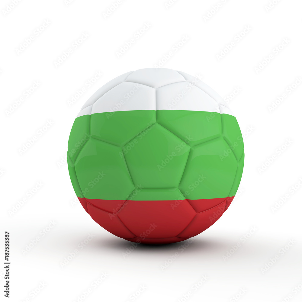 Bulgaria flag soccer football against a plain white background. 3D Rendering Bulgaria flag soccer football against a plain white background. 3D Rendering
