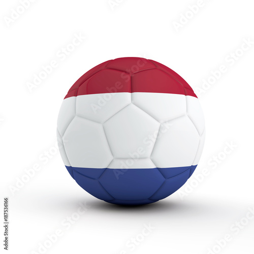 Netherlands flag soccer football against a plain white background. 3D Rendering